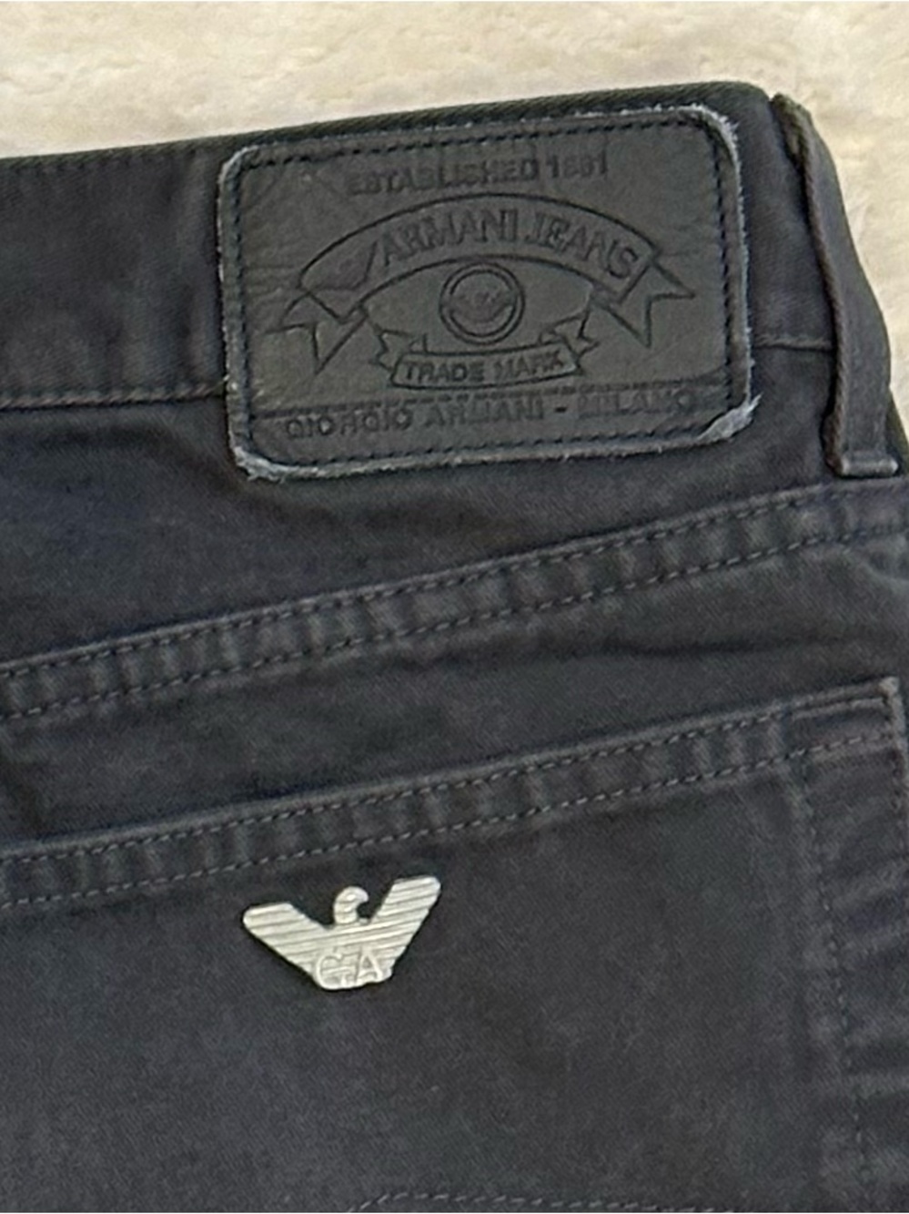 VTG 90s Giorgio Armani Jeans Faded Black Relaxed Straight Leg Denim Men IT 40 36